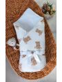 ❤ Конверт-плед на виписку мусліновий, 80*80см. Колір - Ведмедик сидячий, білий (#1254375) ✓ Anna Konvert