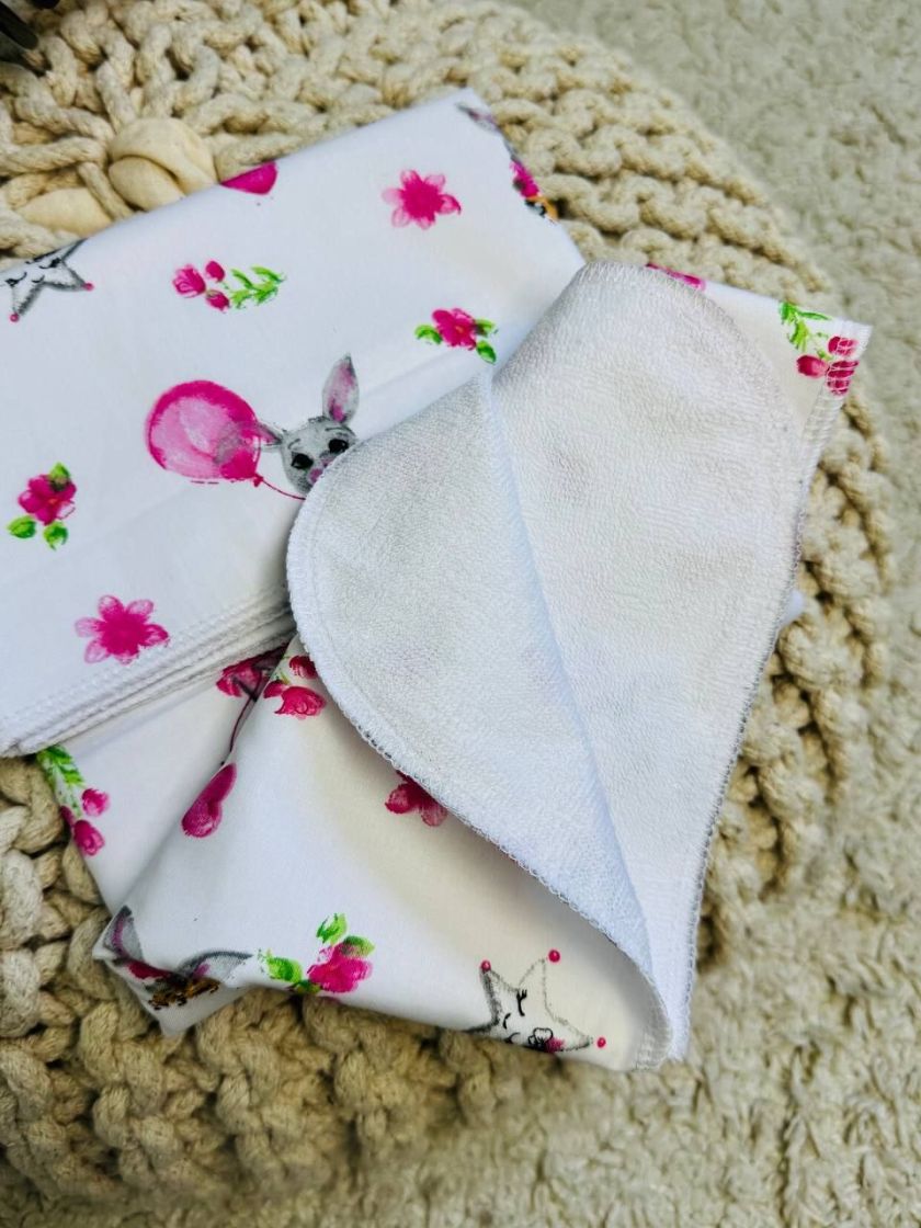 ❤ Пелюшки непромакаючі 100*80см. Принт - Зайчик з кулькою, рожеві квіти (#78264515) ✓ Anna Konvert