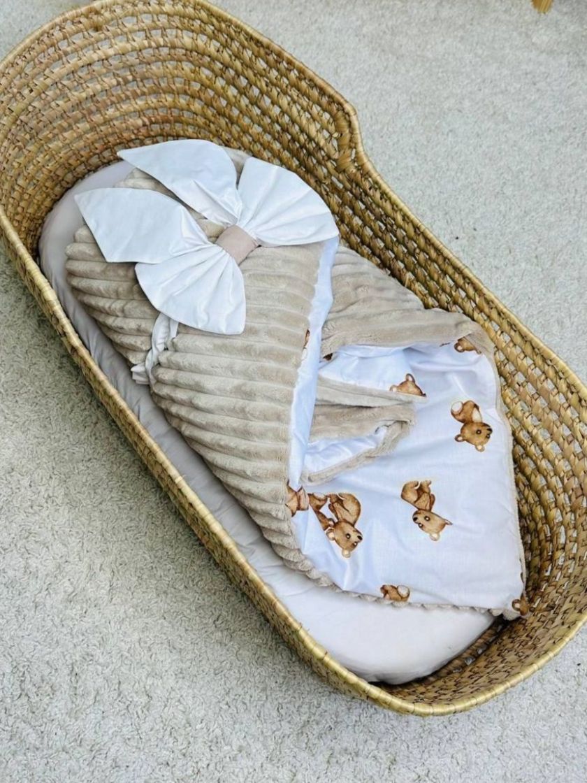 ❤ Конверт-плед на виписку 80 см на 100 см, на блискавці з наповнювачем у чохлі. Принт - Ведмедикі сидячі (#0188) ✓ Anna Konvert