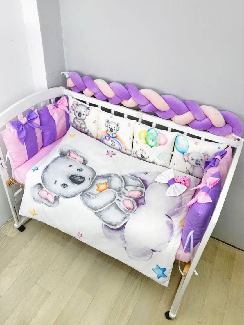 ❤ Набір "Бант" з принтом і косою. Колір - Коала, фіолето-рожевий (#98030187) ✓ Anna Konvert