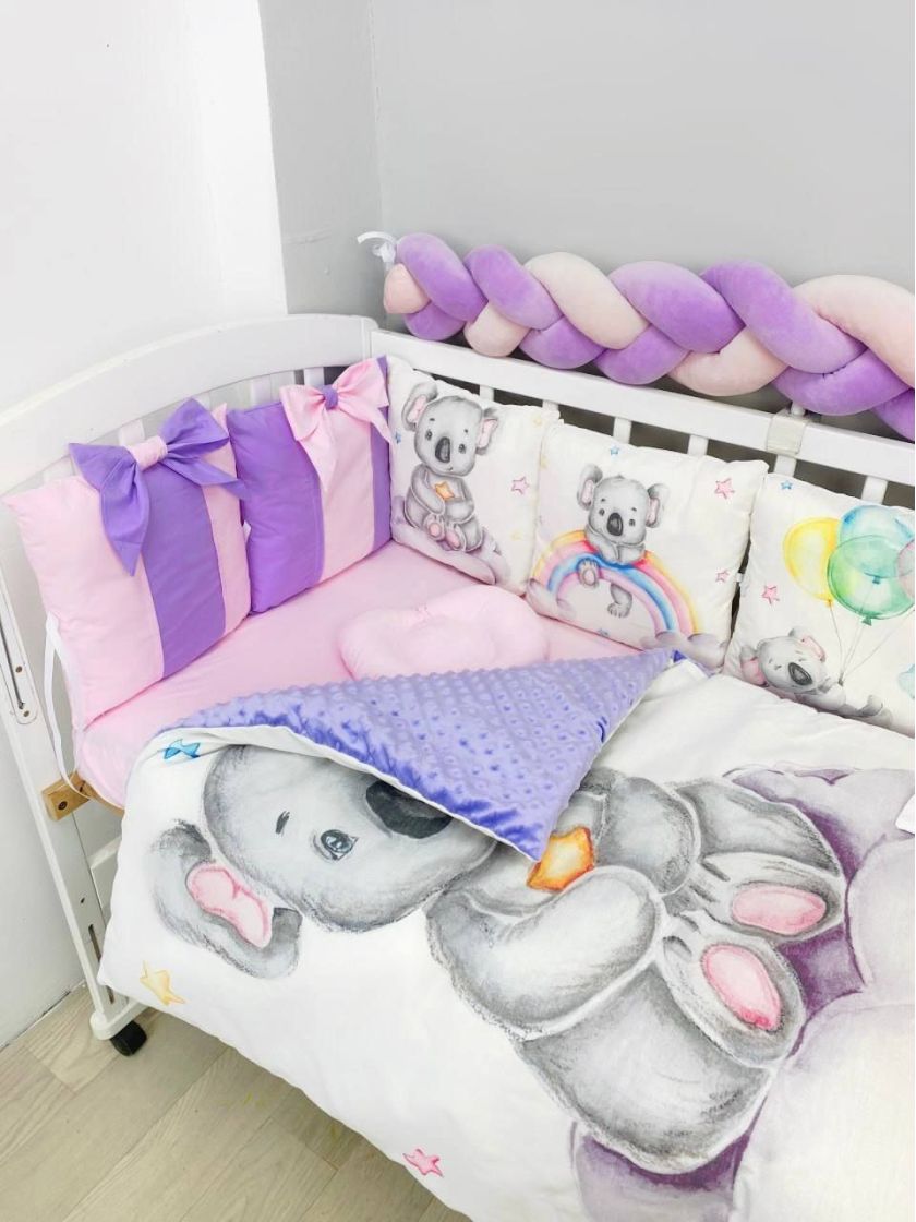 ❤ Набір "Бант" з принтом і косою. Колір - Коала, фіолето-рожевий (#98030187) ✓ Anna Konvert