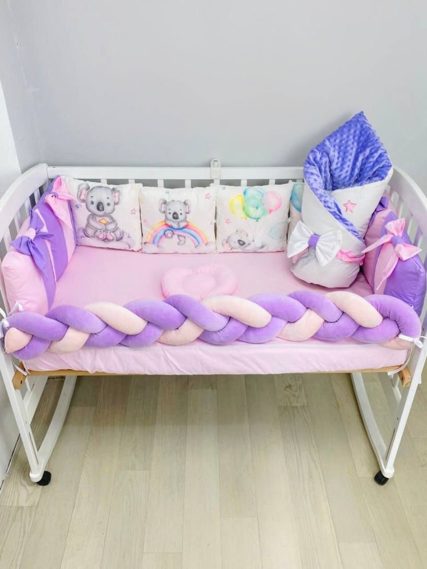 ❤ Набір "Бант" з принтом і косою. Колір - Коала, фіолето-рожевий (#98030187) ✓ Anna Konvert