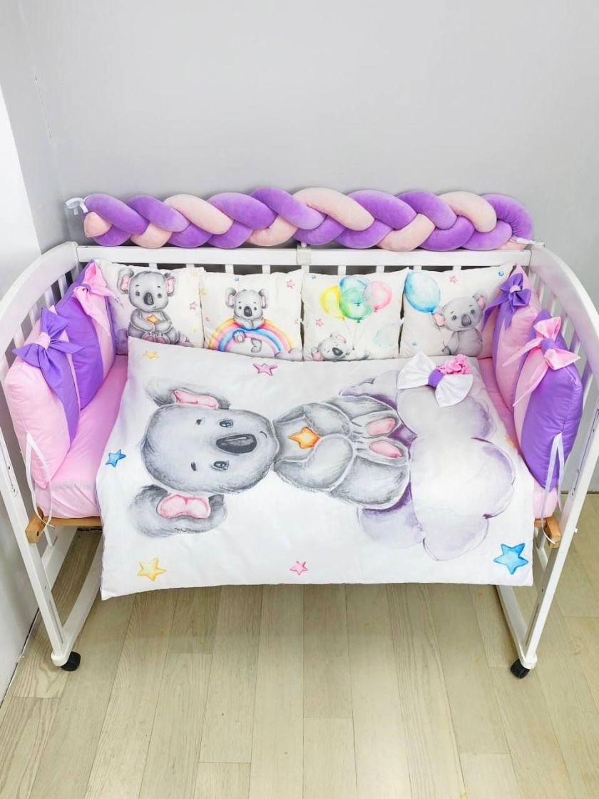 ❤ Набір "Бант" з принтом і косою. Колір - Коала, фіолето-рожевий (#98030187) ✓ Anna Konvert