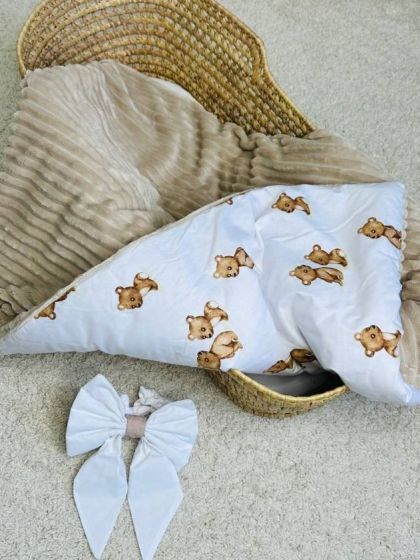 ❤ Конверт-плед на виписку 80 см на 100 см, на блискавці з наповнювачем у чохлі. Принт - Ведмедикі сидячі (#0188) ✓ Anna Konvert 2