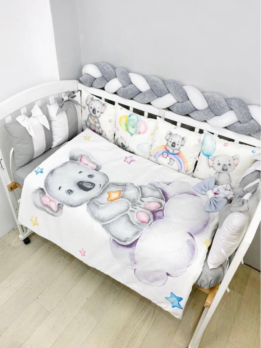 ❤ Набір "Бант" з принтом і косою. Колір - Коала, сіро-білий (#58812481) ✓ Anna Konvert