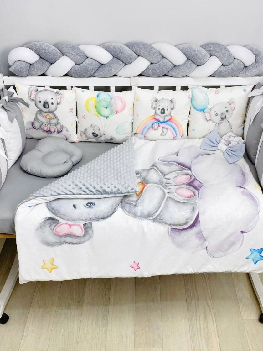 ❤ Набір "Бант" з принтом і косою. Колір - Коала, сіро-білий (#58812481) ✓ Anna Konvert