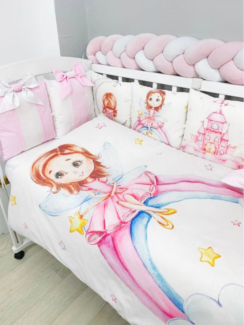 ❤ Набір "Бант" з принтом і косою. Колір - Фея не веселці, рождево-білий (#39407576) ✓ Anna Konvert