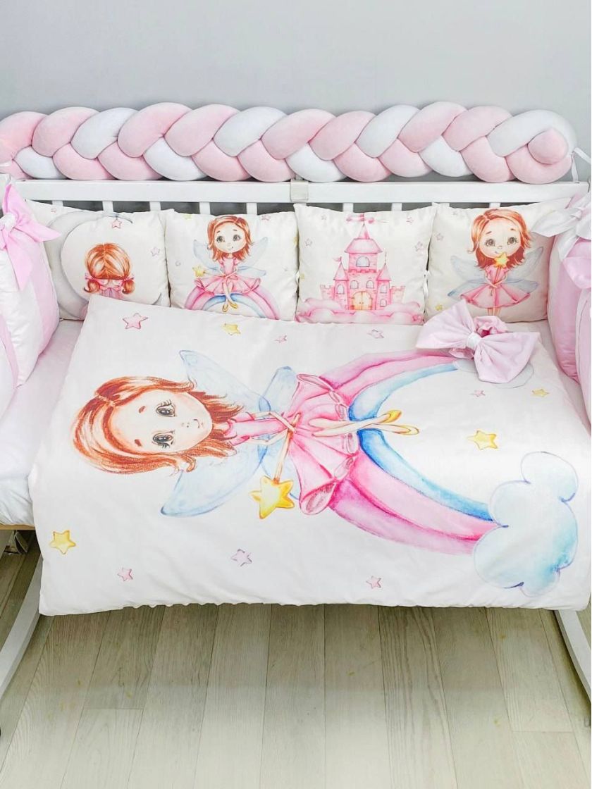 ❤ Набір "Бант" з принтом і косою. Колір - Фея не веселці, рождево-білий (#39407576) ✓ Anna Konvert