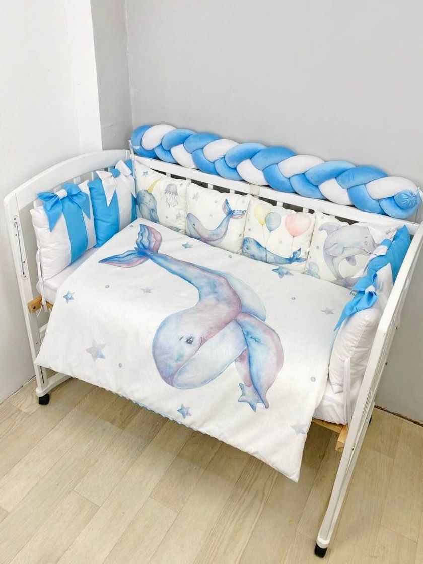 ❤ Набір "Бант" з принтом і косою. Колір - Кит, біло-блакитний (#49575906) ✓ Anna Konvert