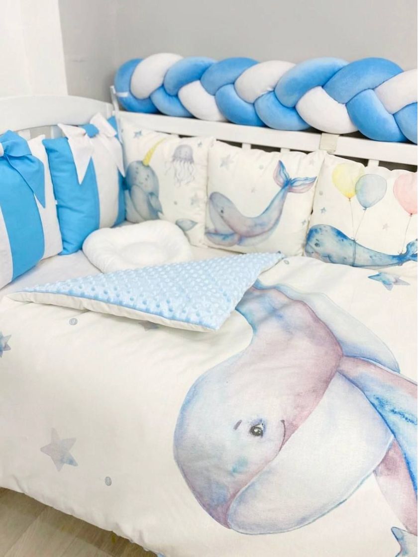 ❤ Набір "Бант" з принтом і косою. Колір - Кит, біло-блакитний (#49575906) ✓ Anna Konvert