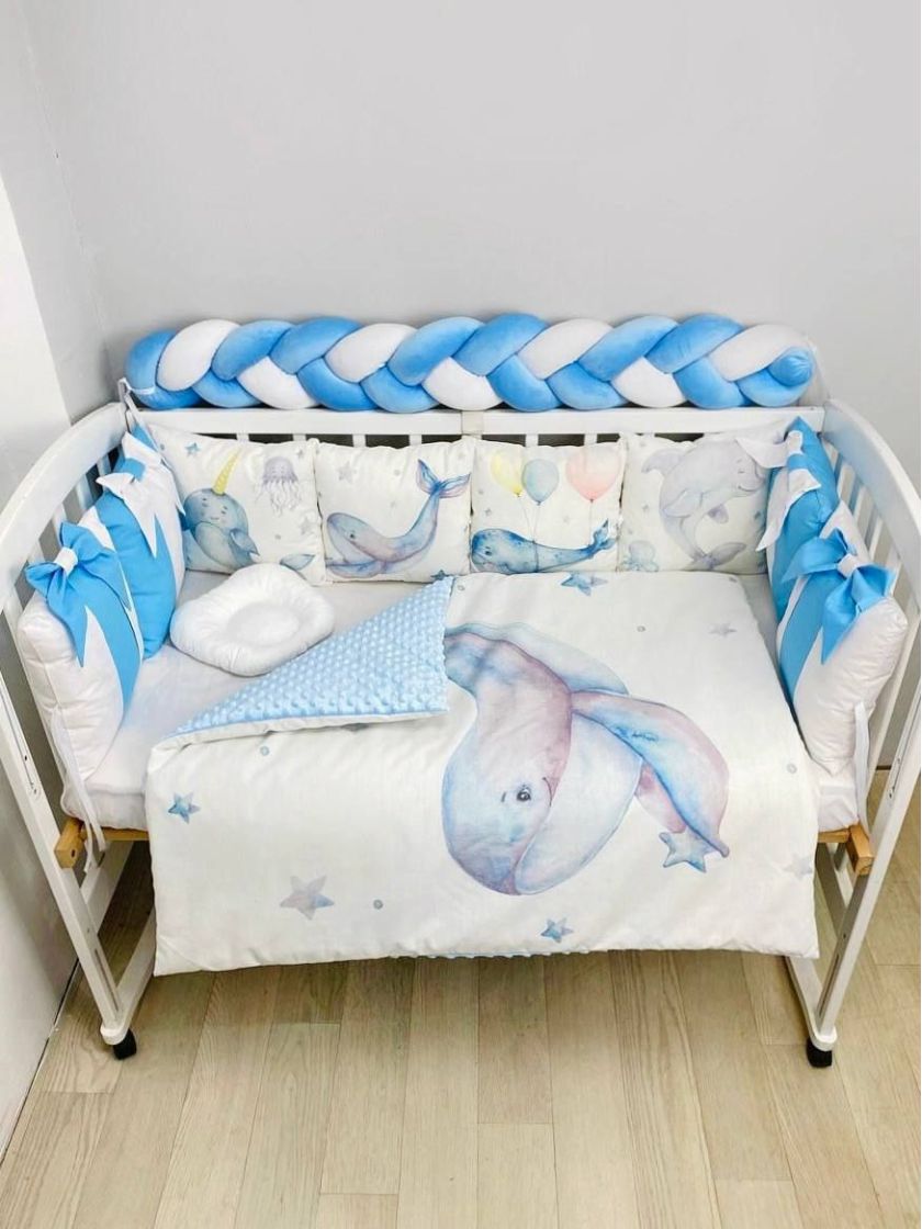 ❤ Набір "Бант" з принтом і косою. Колір - Кит, біло-блакитний (#49575906) ✓ Anna Konvert