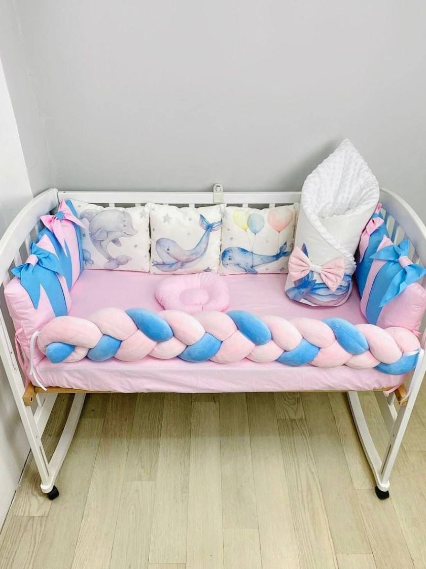 ❤ Набір "Бант" з принтом і косою. Колір - Кит блакитньо-рожевий (#62226272) ✓ Anna Konvert