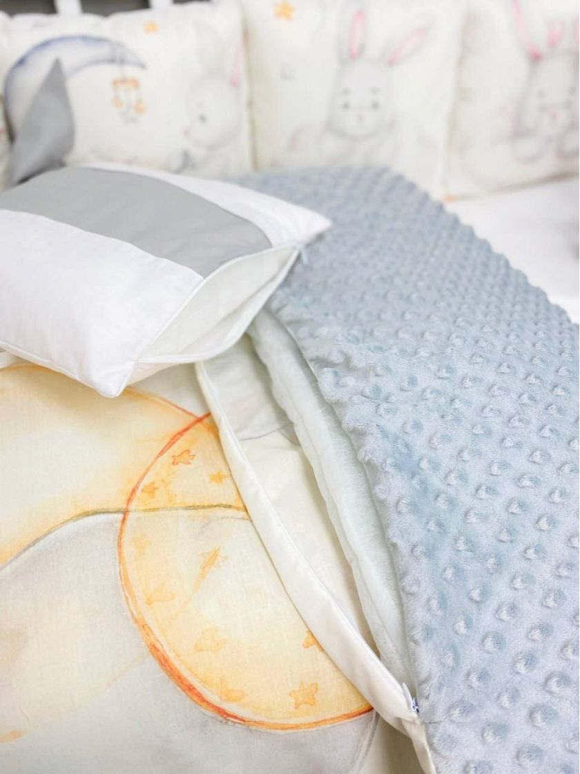 ❤ Набір "Бант" з принтом і косою. Колір - Зайченя з кульками сіро-білий (#0229) ✓ Anna Konvert