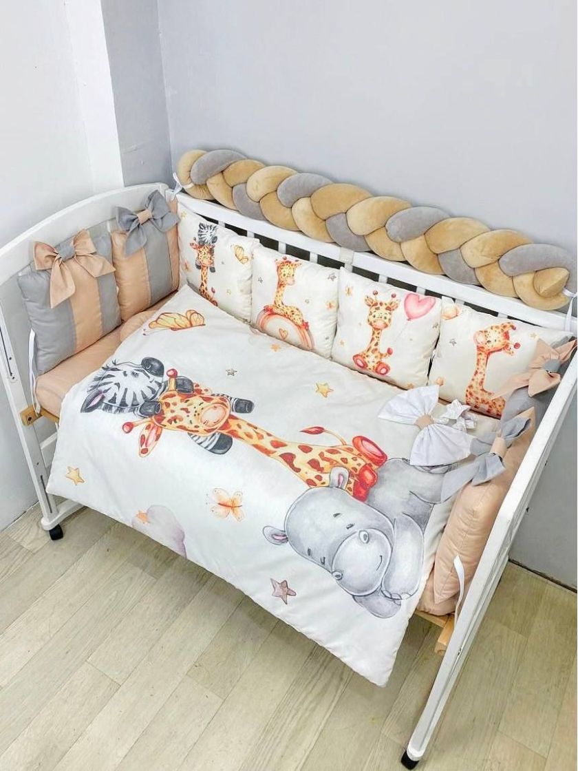 ❤ Набір "Бант" з принтом і косою. Колір - Звірі Африка, сіро-бежевий (#667129) ✓ Anna Konvert