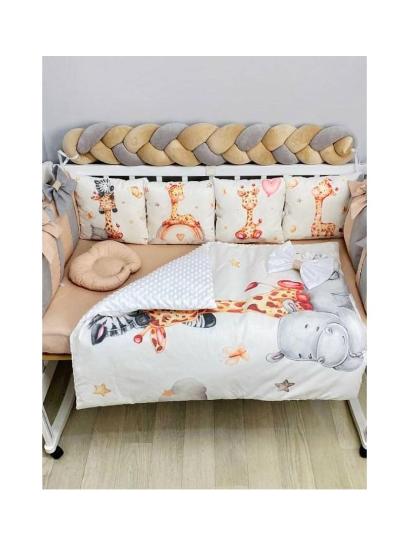 ❤ Набір "Бант" з принтом і косою. Колір - Звірі Африка, сіро-бежевий (#667129) ✓ Anna Konvert