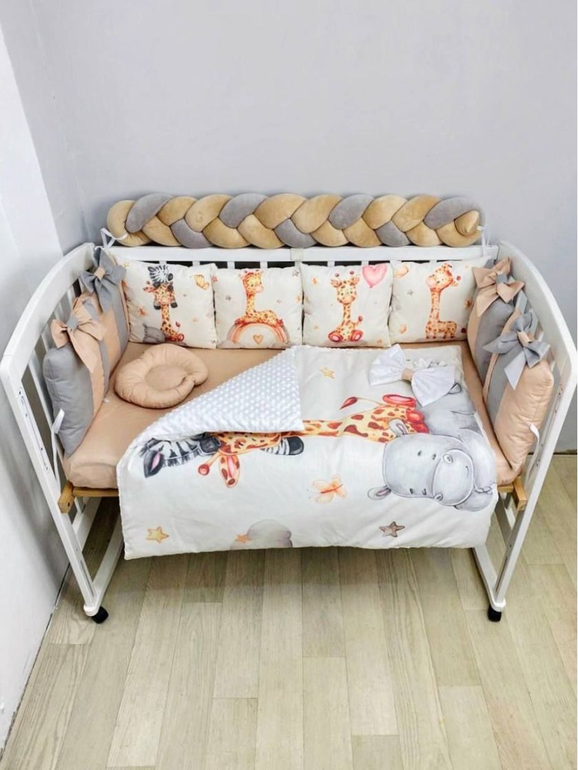 ❤ Набір "Бант" з принтом і косою. Колір - Звірі Африка, сіро-бежевий (#667129) ✓ Anna Konvert