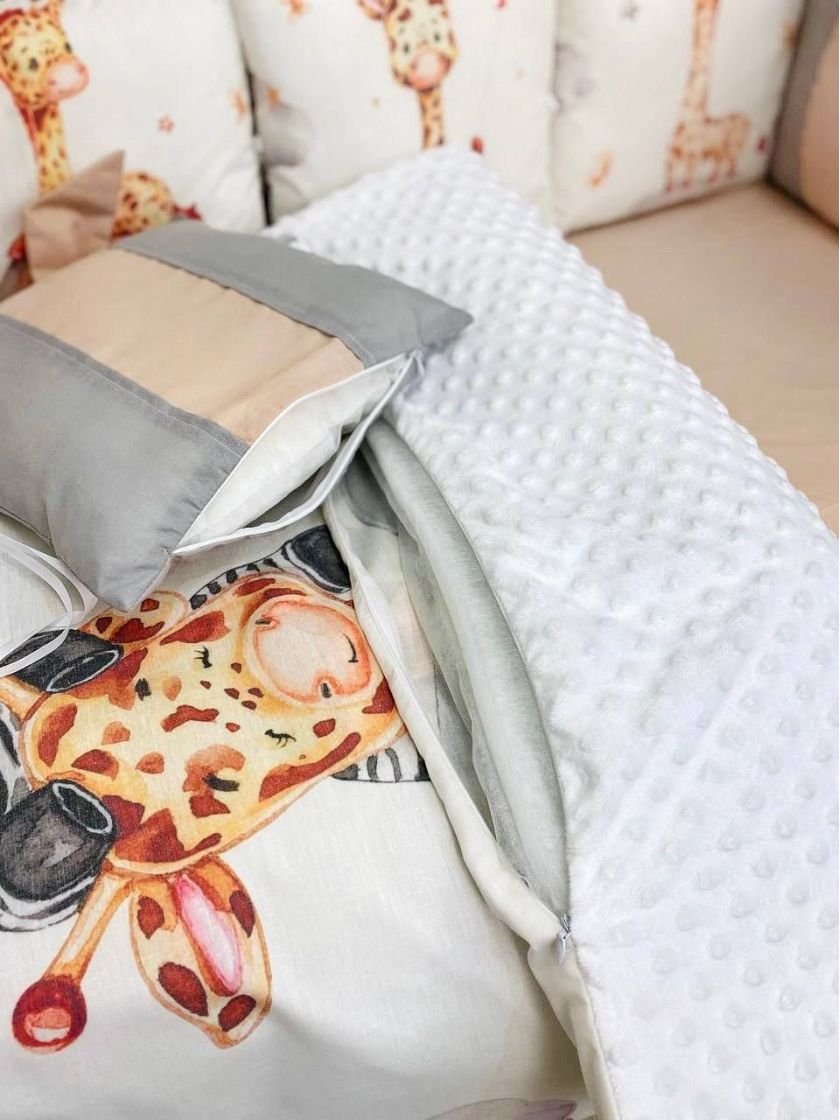 ❤ Набір "Бант" з принтом і косою. Колір - Звірі Африка, сіро-бежевий (#667129) ✓ Anna Konvert