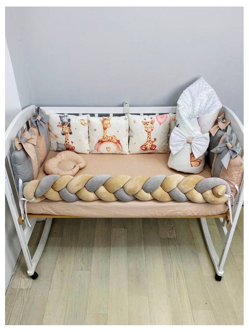 ❤ Набір "Бант" з принтом і косою. Колір - Звірі Африка, сіро-бежевий (#667129) ✓ Anna Konvert