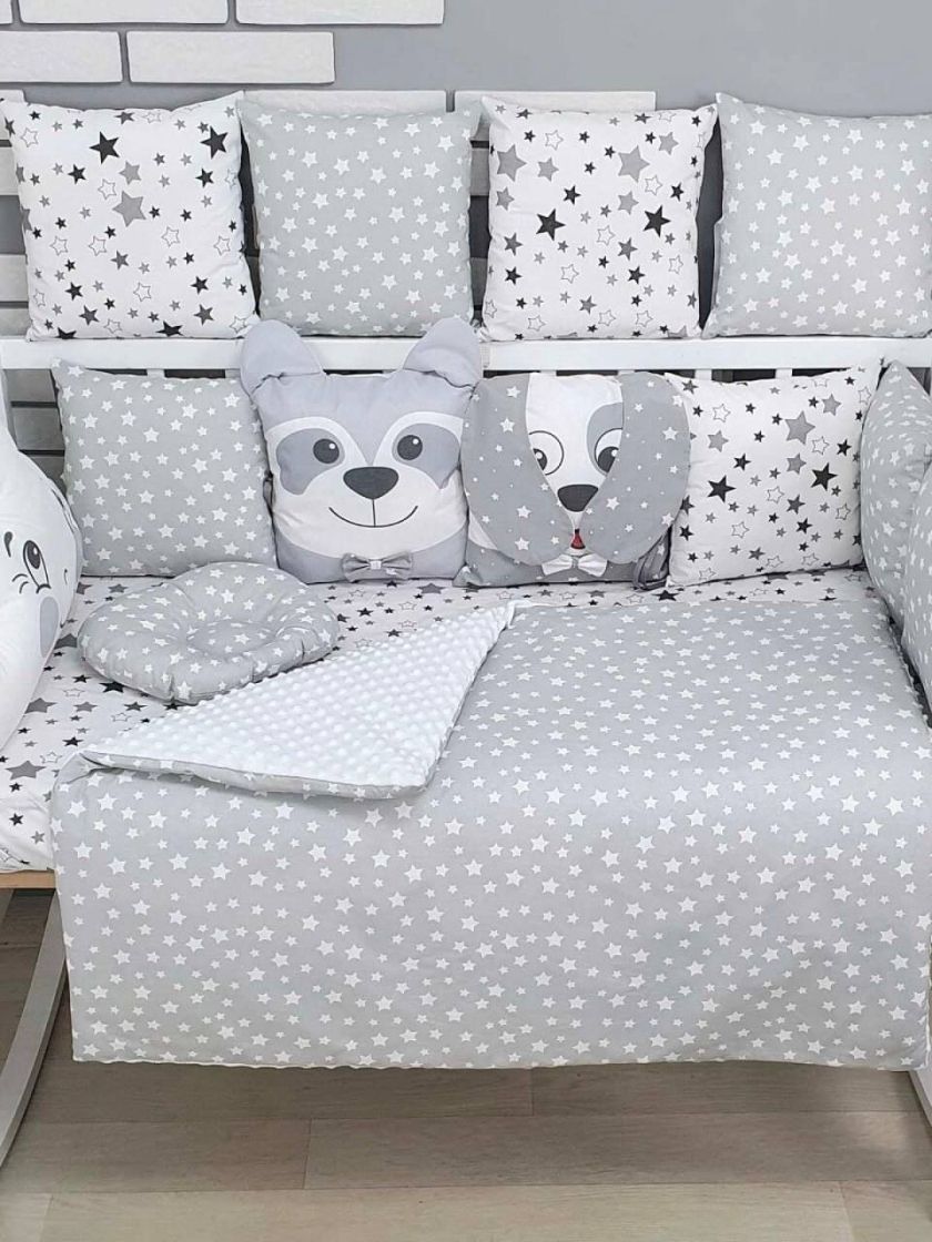 ❤ Набір "Хмаринка" зі звірятами. Принт - Сіро-білий в зірочку. Тип - Подушки (#98213052) ✓ Anna Konvert