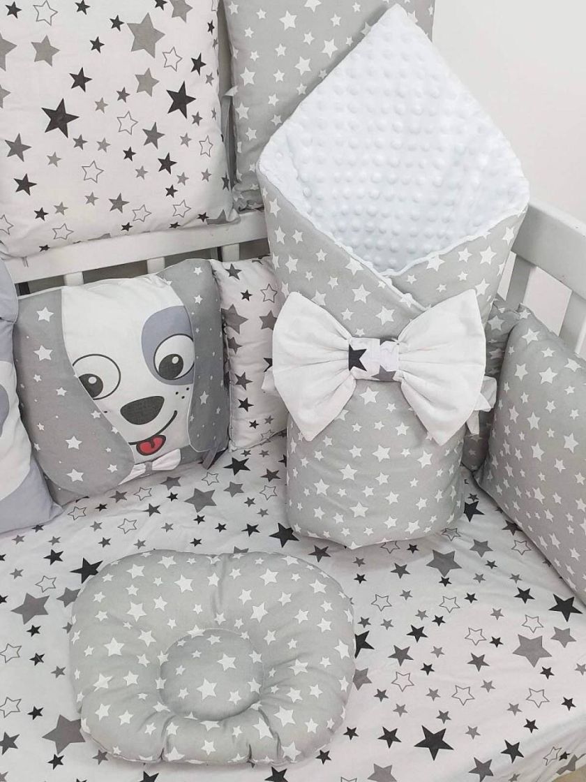 ❤ Набір "Хмаринка" зі звірятами. Принт - Сіро-білий в зірочку. Тип - Подушки (#98213052) ✓ Anna Konvert