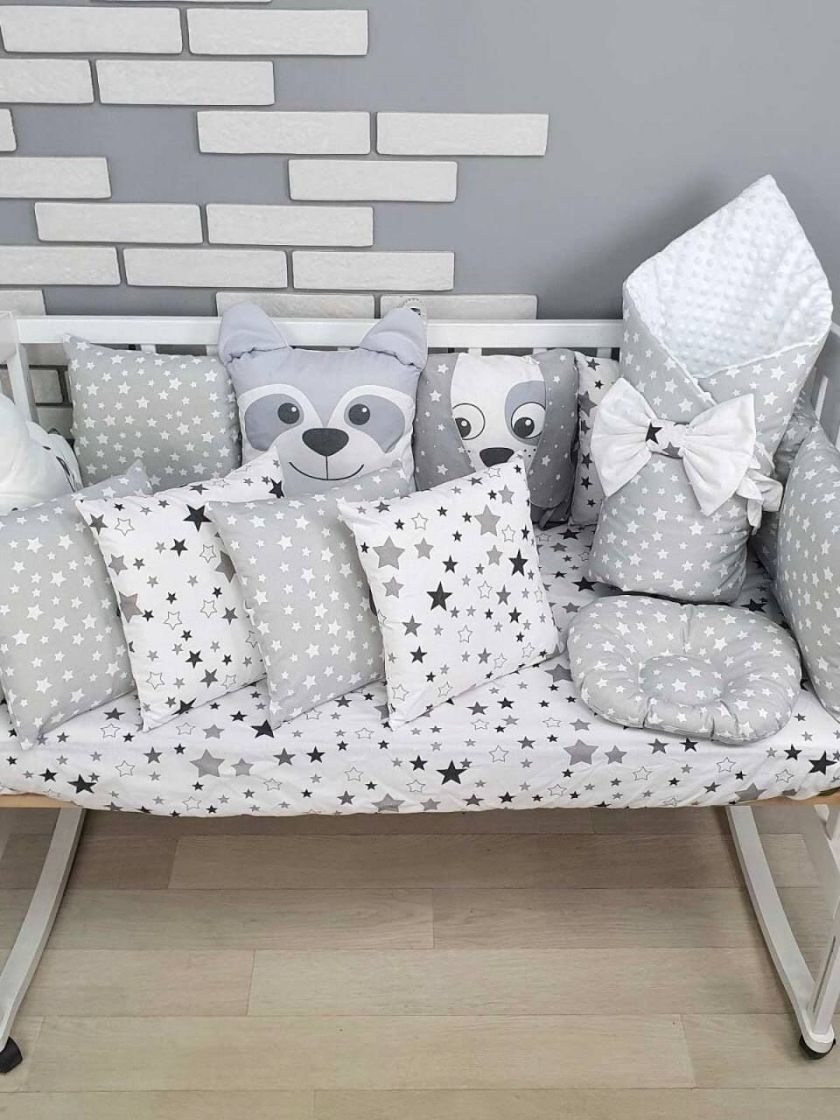❤ Набір "Хмаринка" зі звірятами. Принт - Сіро-білий в зірочку. Тип - Подушки (#98213052) ✓ Anna Konvert