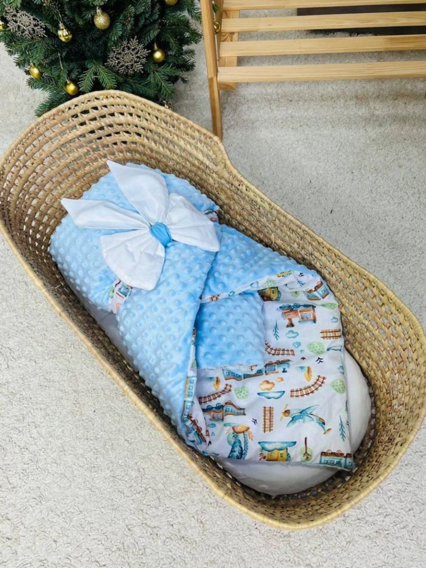 ❤ Конверт-плед на виписку 80 см на 100 см, на блискавці з наповнювачем у чохлі. Принт - Потяги, літаки - кольорові (#35907608) ✓