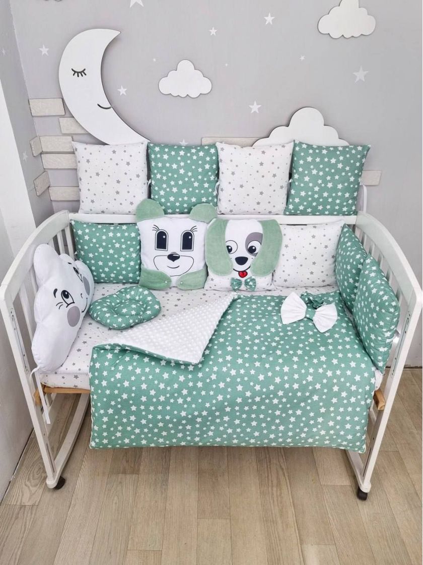 ❤ Набір "Хмаринка" зі звірятами. Принт - Зелений з зірочками. Тип - Подушки (#6728356) ✓ Anna Konvert