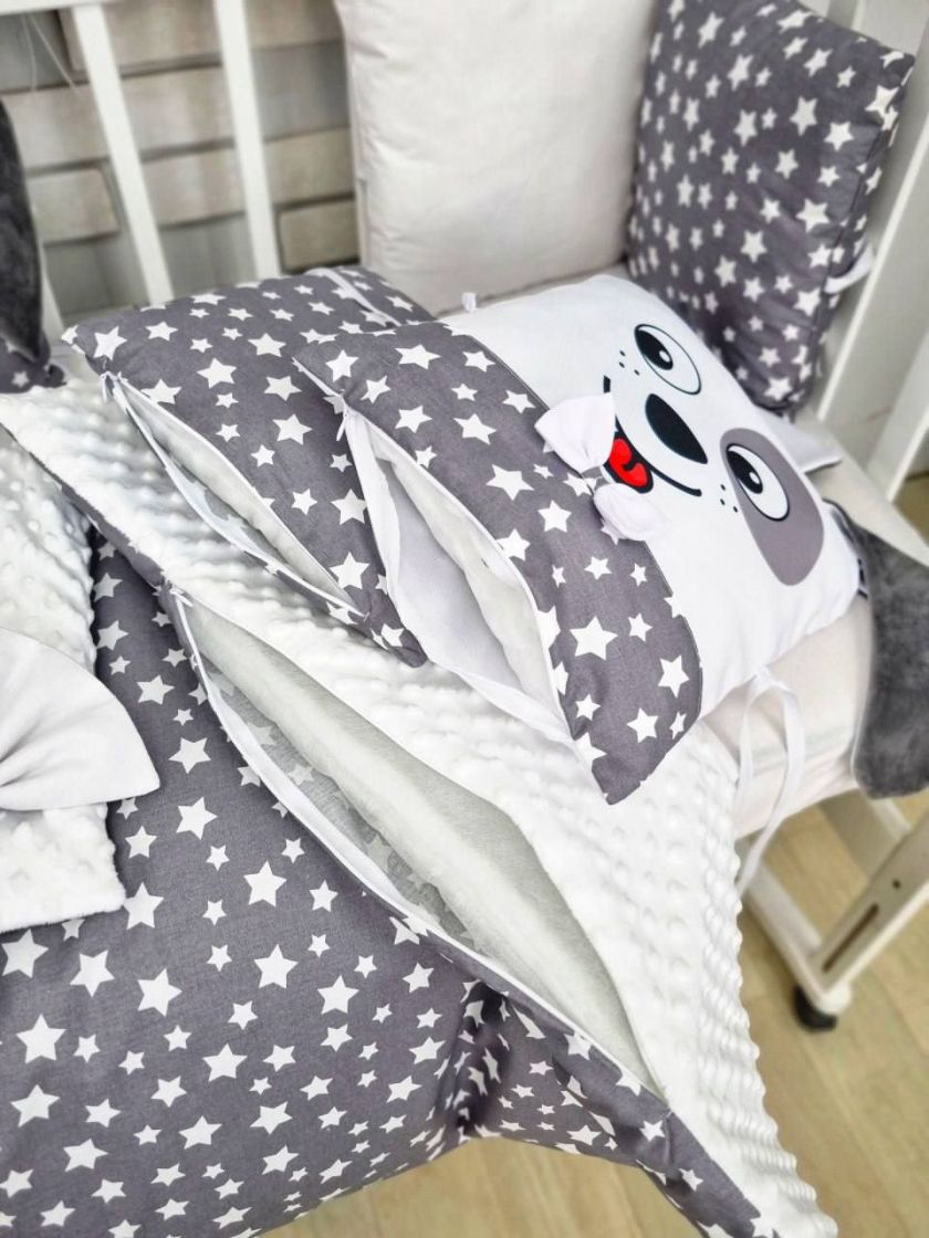 ❤ Набір "Хмаринка" зі звірятами. Принт - Гафітовий з зірочками. Тип - Подушки (#6904482) ✓ Anna Konvert