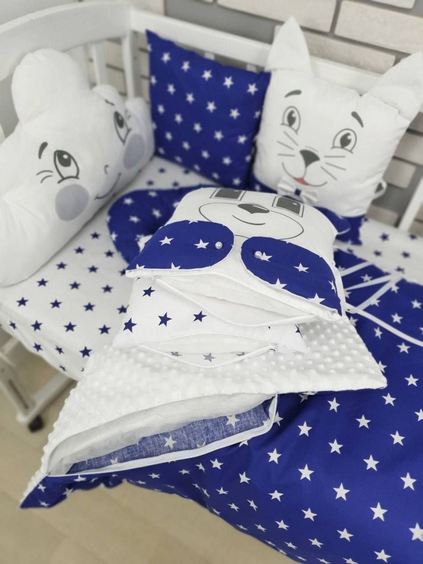 ❤ Набір "Хмаринка" зі звірятами. Принт - Синій із зірочками. Тип - З косою (#88496428) ✓ Anna Konvert