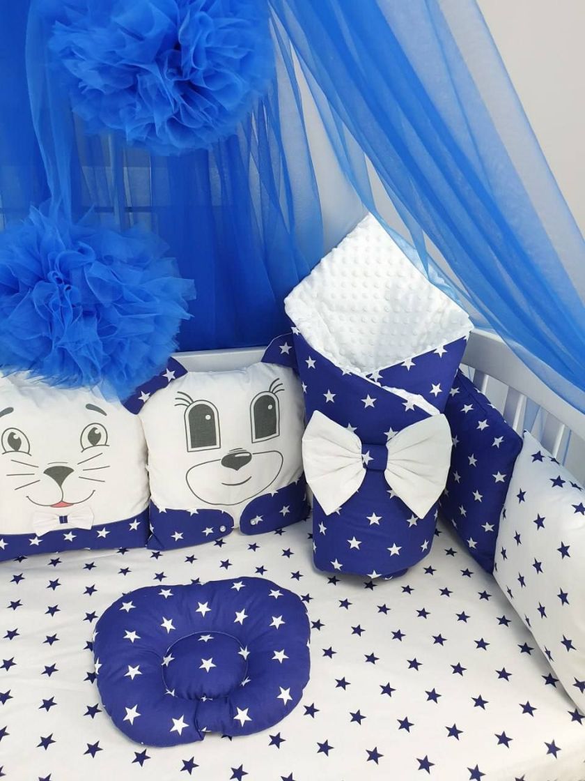 ❤ Набір "Хмаринка" зі звірятами. Принт - Синій із зірочками. Тип - З косою (#88496428) ✓ Anna Konvert