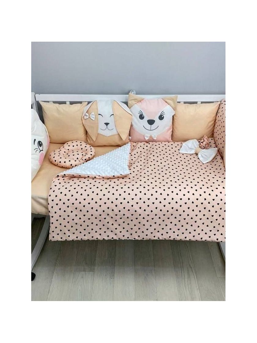 ❤ Набір "Хмаринка" зі звірятами. Принт - Персиковий з серцями. Тип - З косою (#65994340) ✓ Anna Konvert