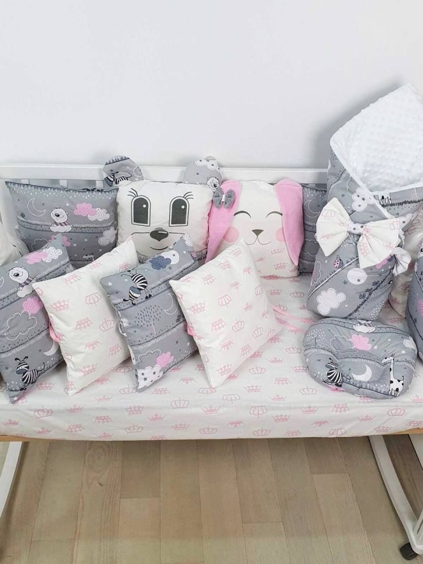 ❤ Набір "Хмаринка" зі звірятами. Принт - Рожево-сірий. Тип - З косою (#15050293) ✓ Anna Konvert