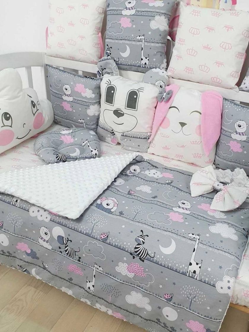 ❤ Набір "Хмаринка" зі звірятами. Принт - Рожево-сірий. Тип - З косою (#15050293) ✓ Anna Konvert