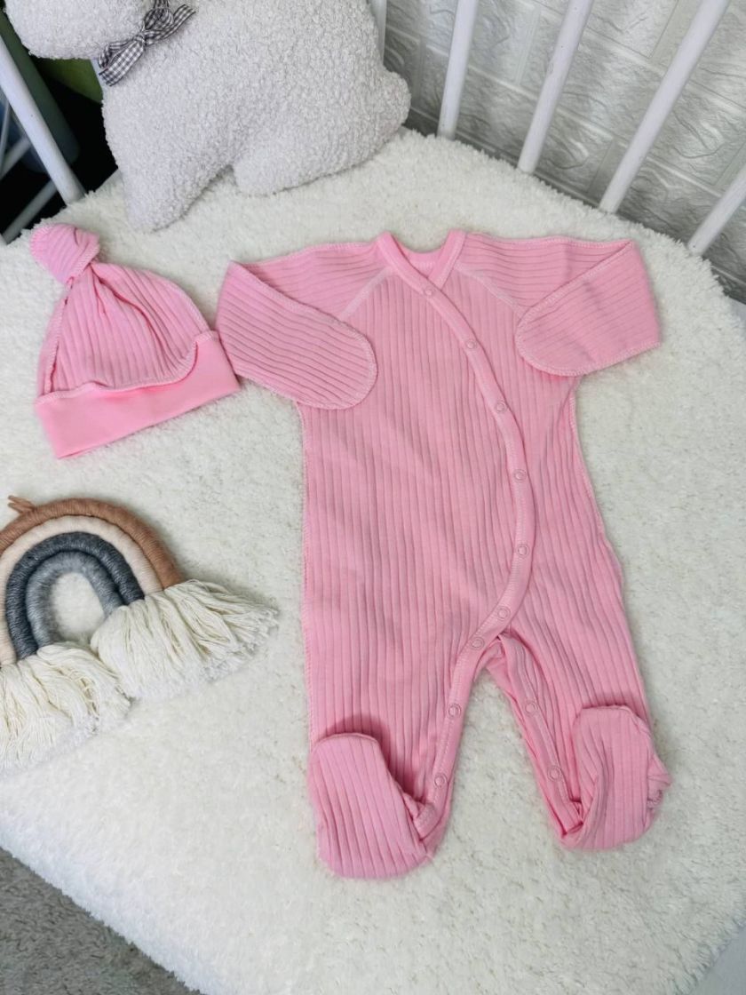 ❤ Чоловічок з шапочкою "Бархат" смужка. Колір - Рожевий. Розмір - 56см (#77179577) ✓ Anna Konvert