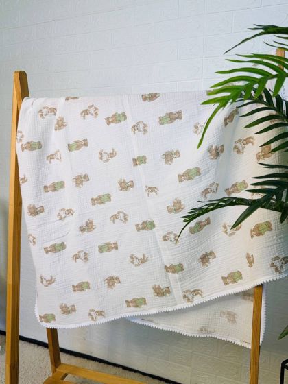 ❤ Плед мусліновий "Бубон". Колір - Ведмедик з зайчиком на молочному. Розмір - 100*140 (#51734815) ✓ Anna Konvert 2