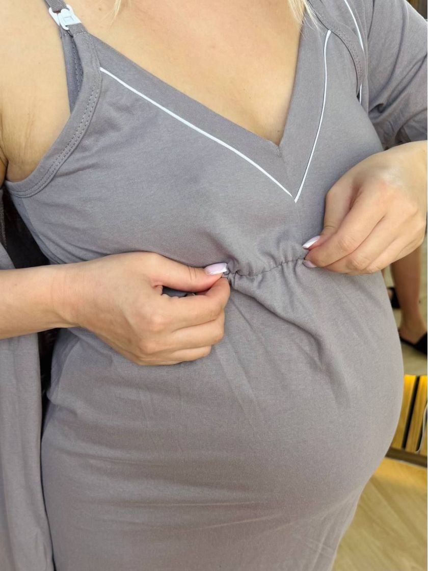 ❤ Комплет сорочка та халат для годування "Кант". Розмір - 48-50. Колір - Мокко (#11239947) ✓ Anna Konvert