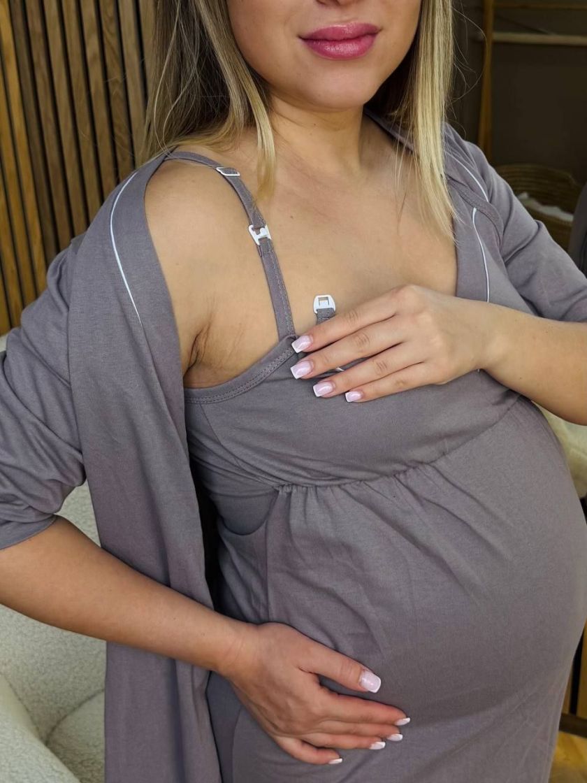 ❤ Комплет сорочка та халат для годування "Кант". Розмір - 48-50. Колір - Мокко (#11239947) ✓ Anna Konvert