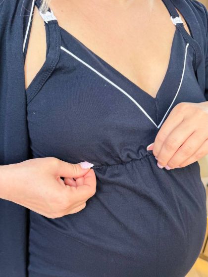 ❤ Комплет сорочка та халат для годування "Кант". Колір - Темно синій. Розмір - 44-46 (#48281521) ✓ Anna Konvert 2