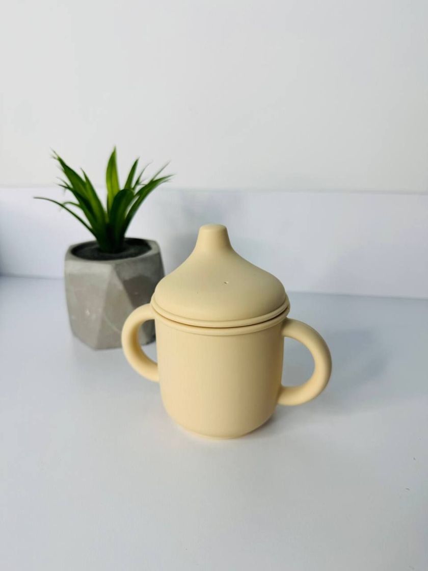 ❤ Силіконовий поїльник з ручками та кришкою з носиком. Колір - Ivory (#90357982) ✓ Anna Konvert