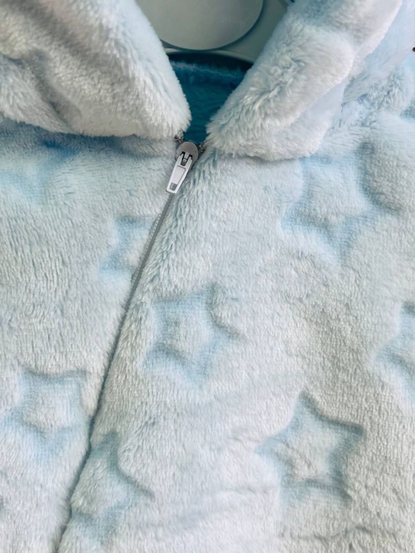 ❤ Чоловічок махровий, велсофт, утеплений на блискавці. Колір - Блакитний з зірочками. Розмір - 62-68 (#95408324) ✓ Anna Konvert