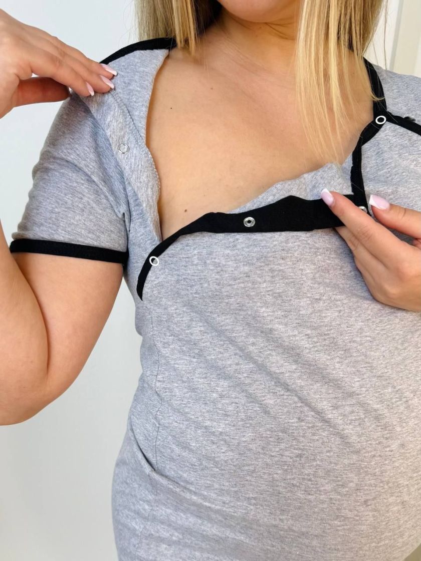 ❤ Сорочка для годування на кнопках. Колір - З чорним кантиком. Розмір - 52 (#36180447) ✓ Anna Konvert