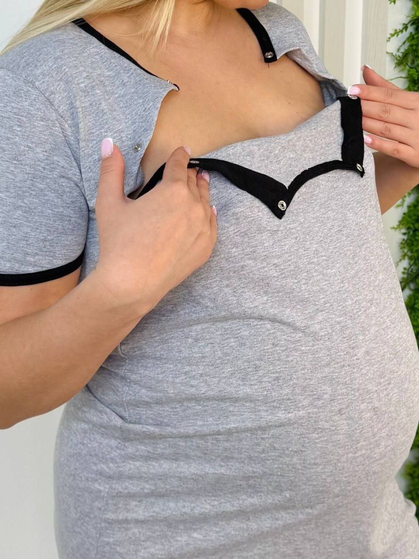 ❤ Сорочка для годування на кнопках. Колір - З чорним кантиком. Розмір - 48 (#37784810) ✓ Anna Konvert