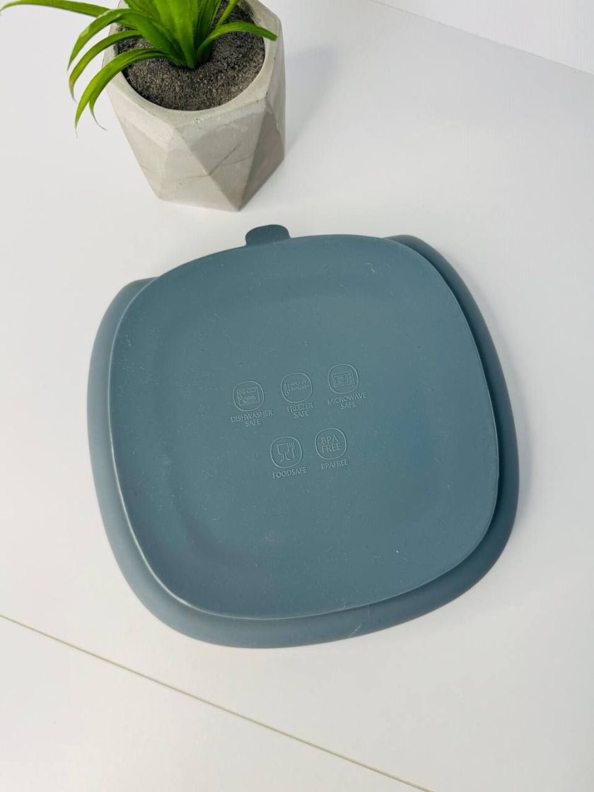 ❤ Тарілка з секціями, силіконова, на присосці. Колір - Dim-grey (#53251141) ✓ Anna Konvert