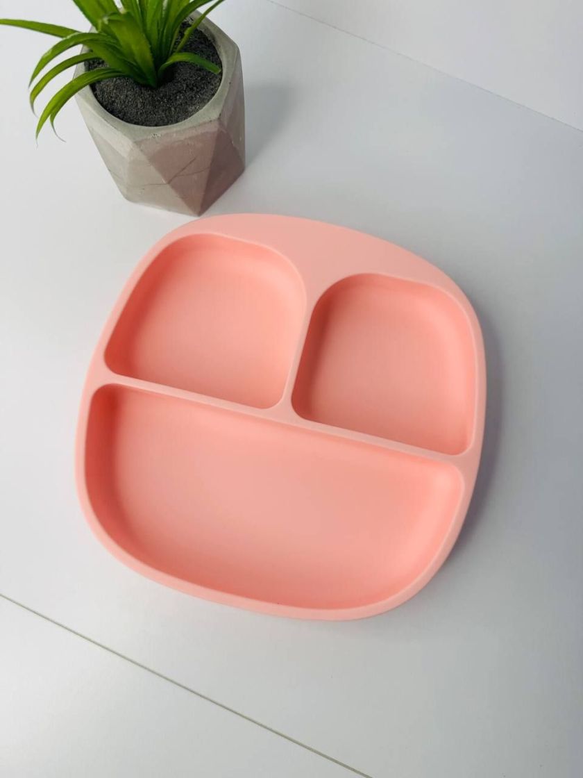 ❤ Тарілка з секціями, силіконова, на присосці. Колір - rose quartz (#83147473) ✓ Anna Konvert