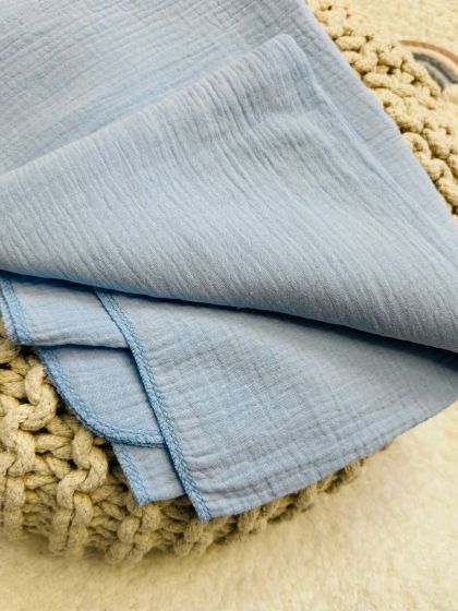 ❤ Пелюшки муслінові чотирьохшарові, жатка. Принт - Блакитний однотон. Розмір - 90*135см (#58372283) ✓ Anna Konvert 2