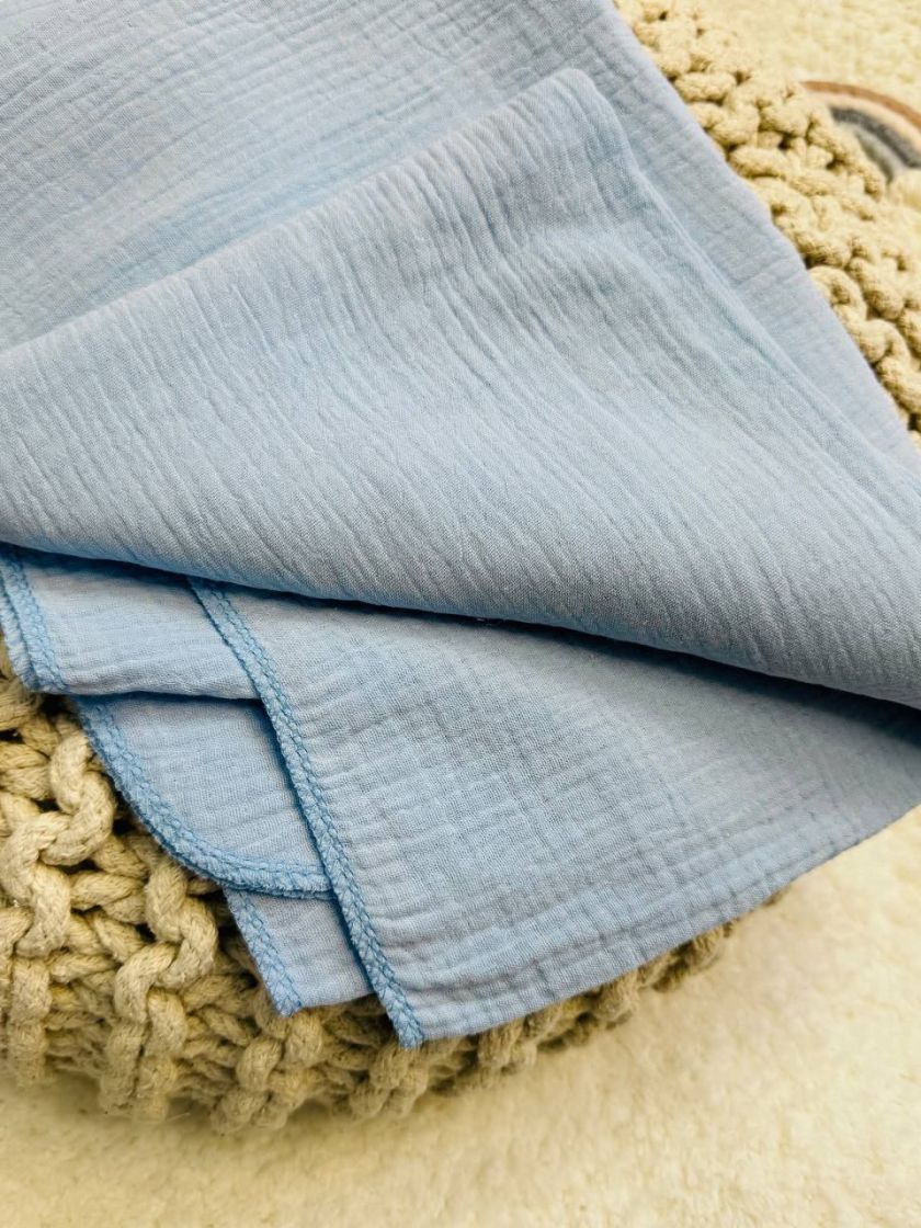 ❤ Пелюшки муслінові чотирьохшарові, жатка. Принт - Блакитний однотон. Розмір - 90*135см (#58372283) ✓ Anna Konvert