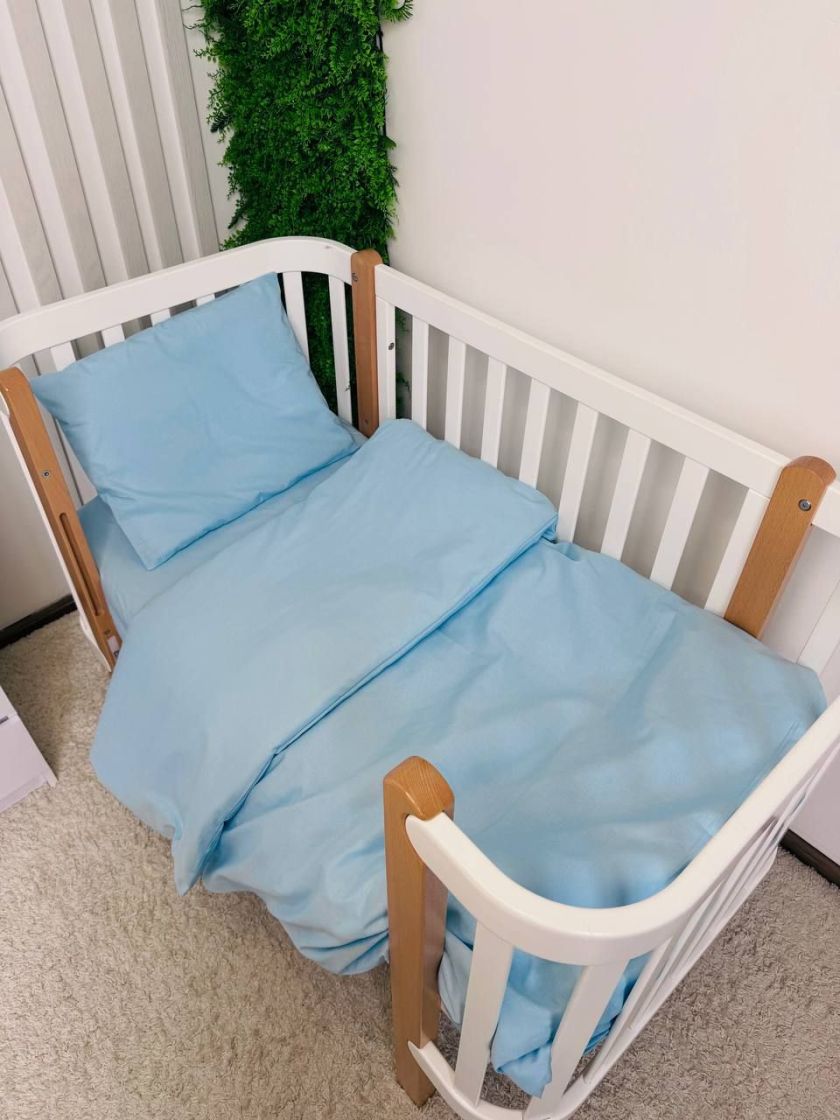 ❤ Змінна дитяча постіль, розмір підковдри 140 см на 110 см. Принт - Блакитний однотон (#61441195) ✓ Anna Konvert