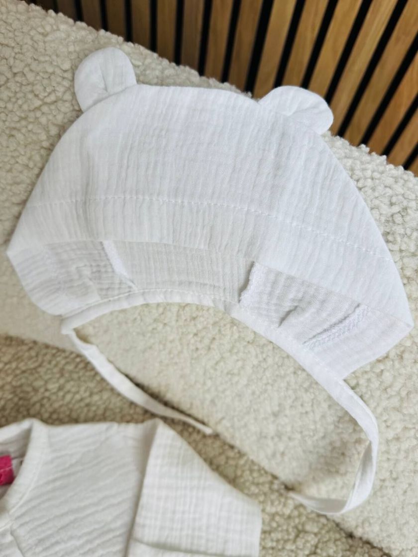 ❤ Мусліновий чоловічок з шапочкою. Принт - Молочний однотон. Розмір - 56-62см (#74757487) ✓ Anna Konvert