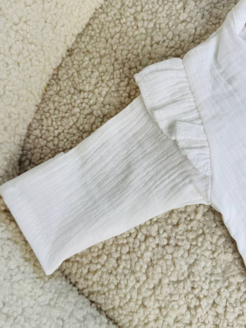 ❤ Мусліновий чоловічок з шапочкою. Принт - Молочний з рюшами. Розмір - 56-62см (#41578783) ✓ Anna Konvert