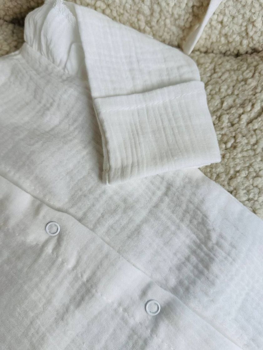 ❤ Мусліновий чоловічок з шапочкою. Принт - Молочний з рюшами. Розмір - 56-62см (#41578783) ✓ Anna Konvert